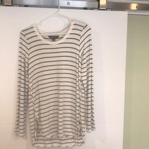 White with gray stripes sweater